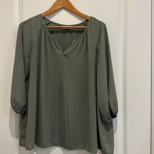Anthropologie Pleione pleated sage top L